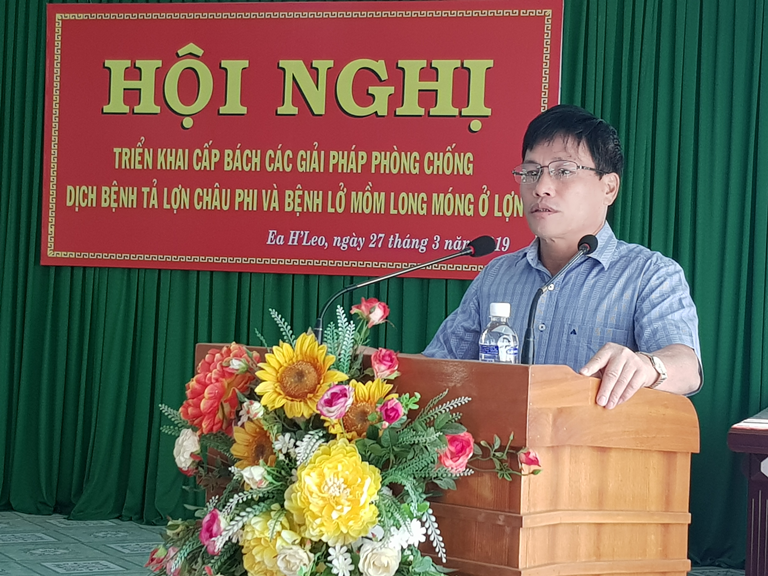 Hội nghị triển khai các giải pháp chống dịch tả lợn Châu Phi và bệnh lở mồm long móng trên địa bàn huyện