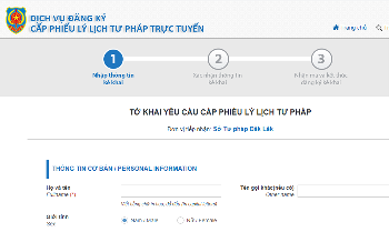 Đăng ký cấp phiếu lý lịch tư pháp trực tuyến