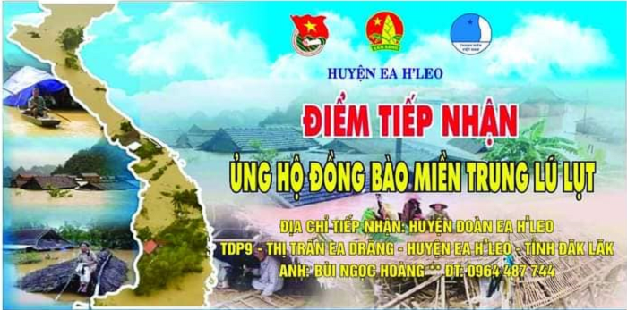 Huyện đoàn Ea H’Leo kêu gọi Quyên góp ủng hộ đồng bào các tỉnh miền Trung bị thiệt hại do mưa lũ