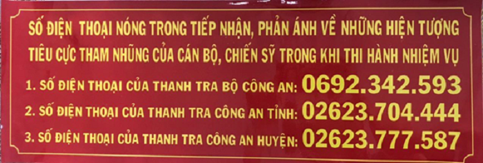 Công an huyện Ea H’leo thông báo đường dây nóng, nơi tiếp nhận thông tin phản ánh, kiến nghị