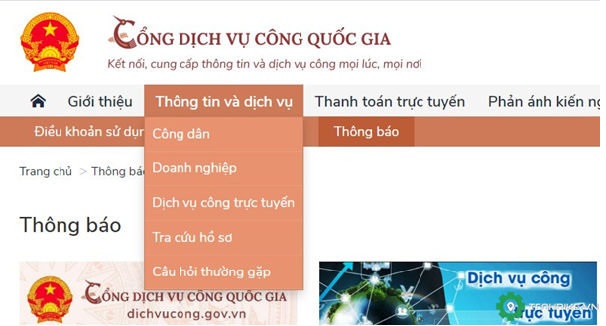 Thanh toán trực tuyến nghĩa vụ tài chính trong thực hiện TTHC đất đai cho hộ gia đình, cá nhân trên Cổng Dịch vụ công Quốc gia
