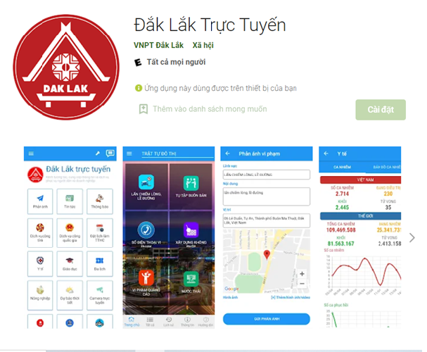Cài đặt ứng dụng Đắk Lắk trực tuyến và Đắk Lắk G để sử dụng