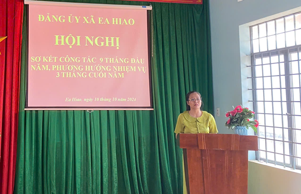 Đảng ủy xã Ea Hiao tổ chức hội nghị sơ kết tình hình thực hiện nhiệm vụ 9 tháng đầu năm 2024.
