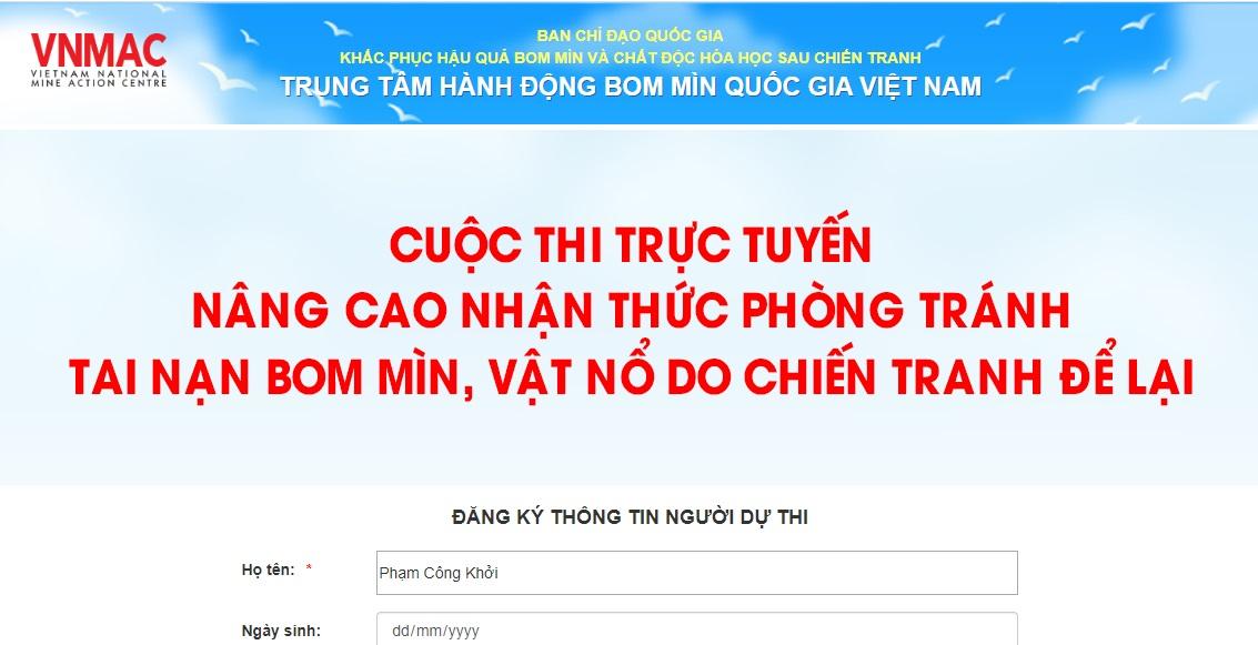 Cuộc thi "Nâng cao nhận thức phòng tránh tai nạn bom mìn, vật nổ do chiến tranh để lại ở Việt Nam"