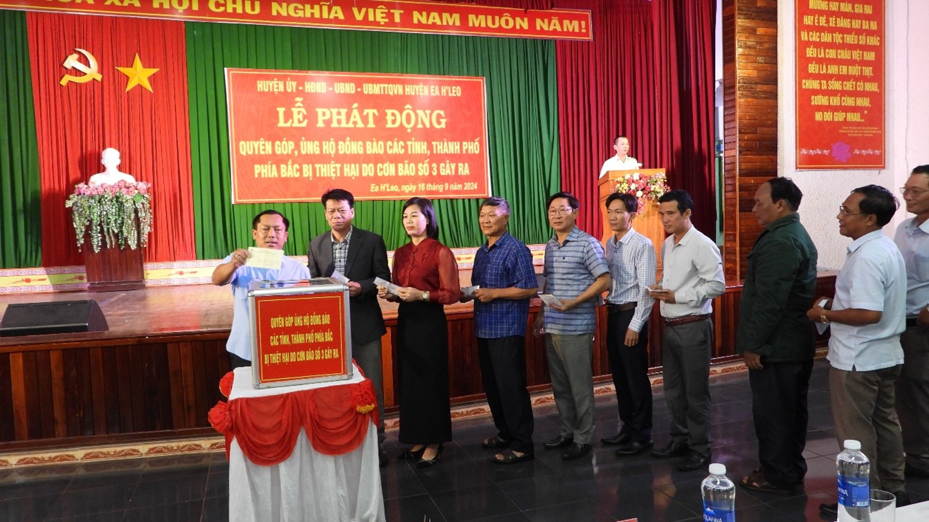 Huyện Ea H’Leo phát động ủng hộ đồng bào các tỉnh, thành phố phía bắc bị thiệt hại do bão số 3 gây ra