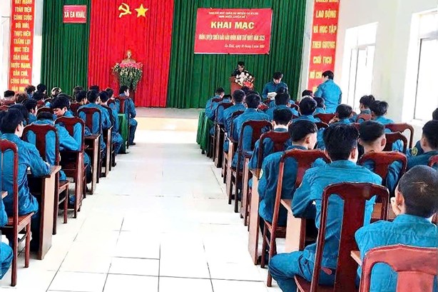 Ban Chỉ huy Quân sự huyện Ea H’Leo - Cụm huấn luyện số 01 tổ chức huấn luyện chiến đấu Dân quân năm thứ nhất năm 2025.