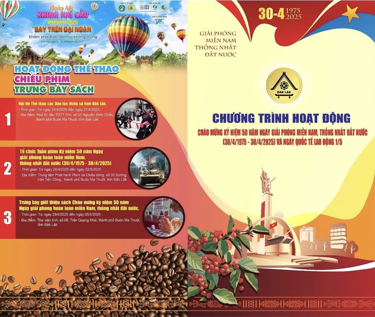 Đắk Lắk: Chuỗi hoạt động chào mừng 50 năm Ngày Giải phóng Miền nam, thống nhất đất nước 30/4/1975- 30/4/2025 và kỷ niệm ngày quốc tế lao động 1/5!