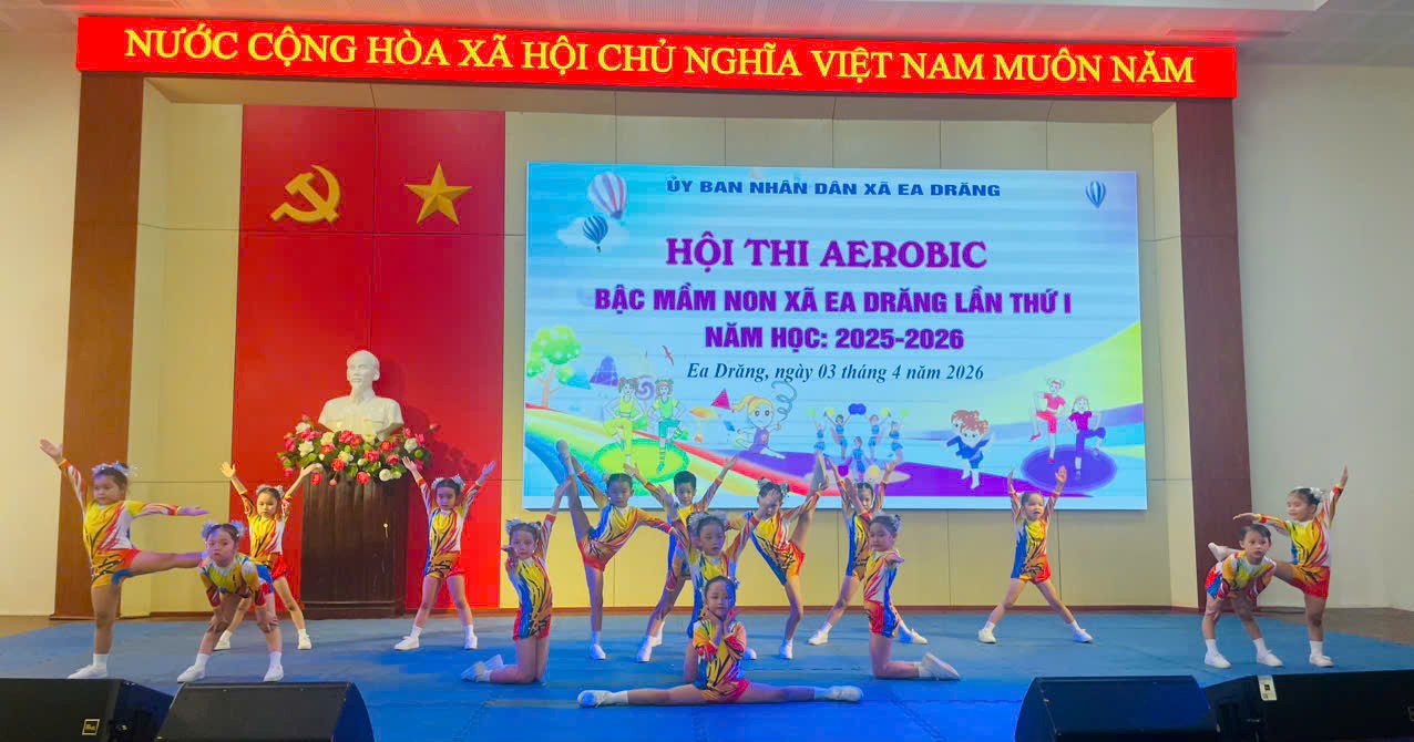 Xã Ea Drăng : Sôi nổi Hội thi Aerobic bậc mầm non