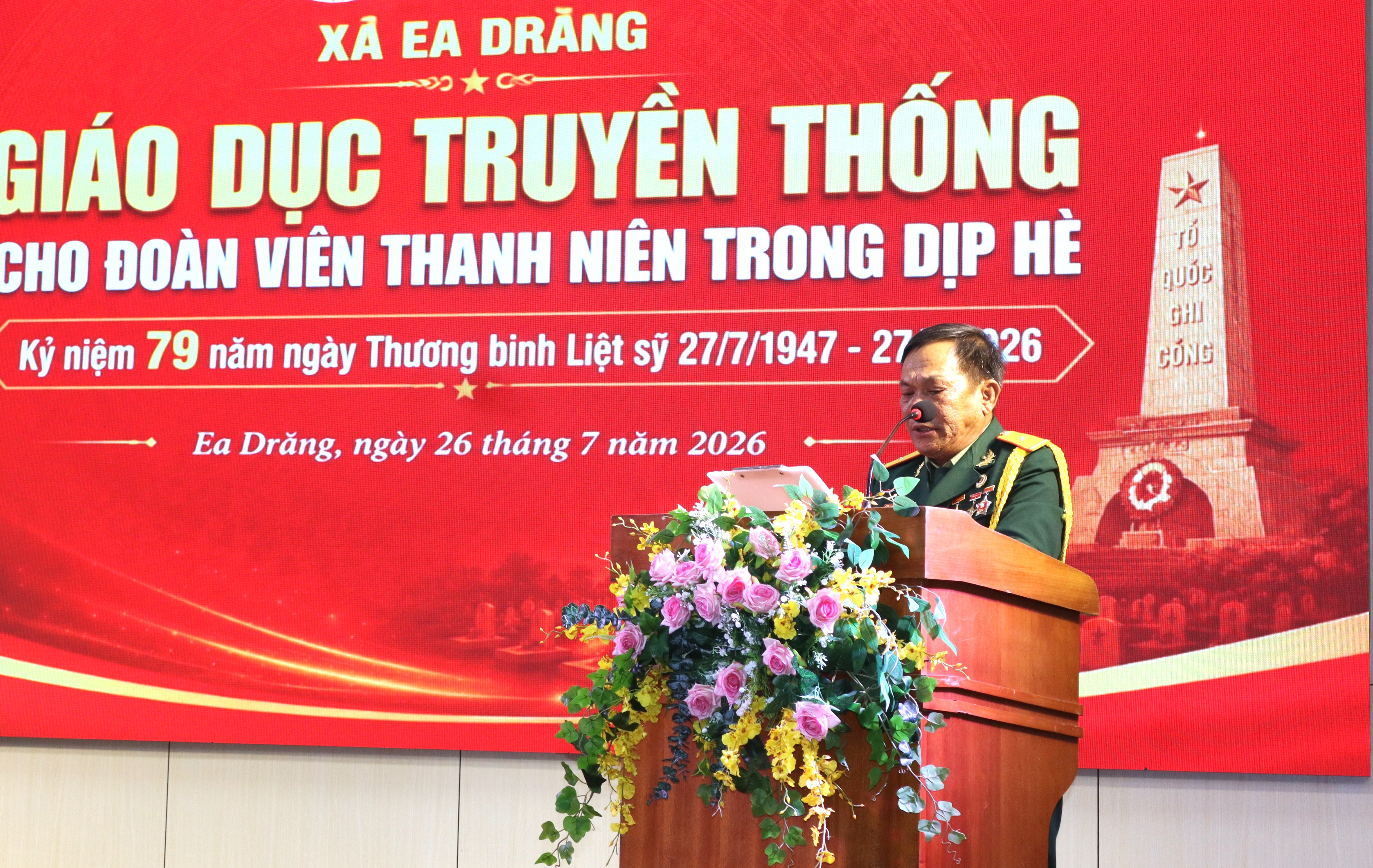Xã Ea Drăng tổ chức Chương trình Giáo Dục Truyền Thống cho hơn 300 đoàn viên, thanh niên nhân Kỷ niệm 79 năm Ngày thương binh - Liệt Sĩ
