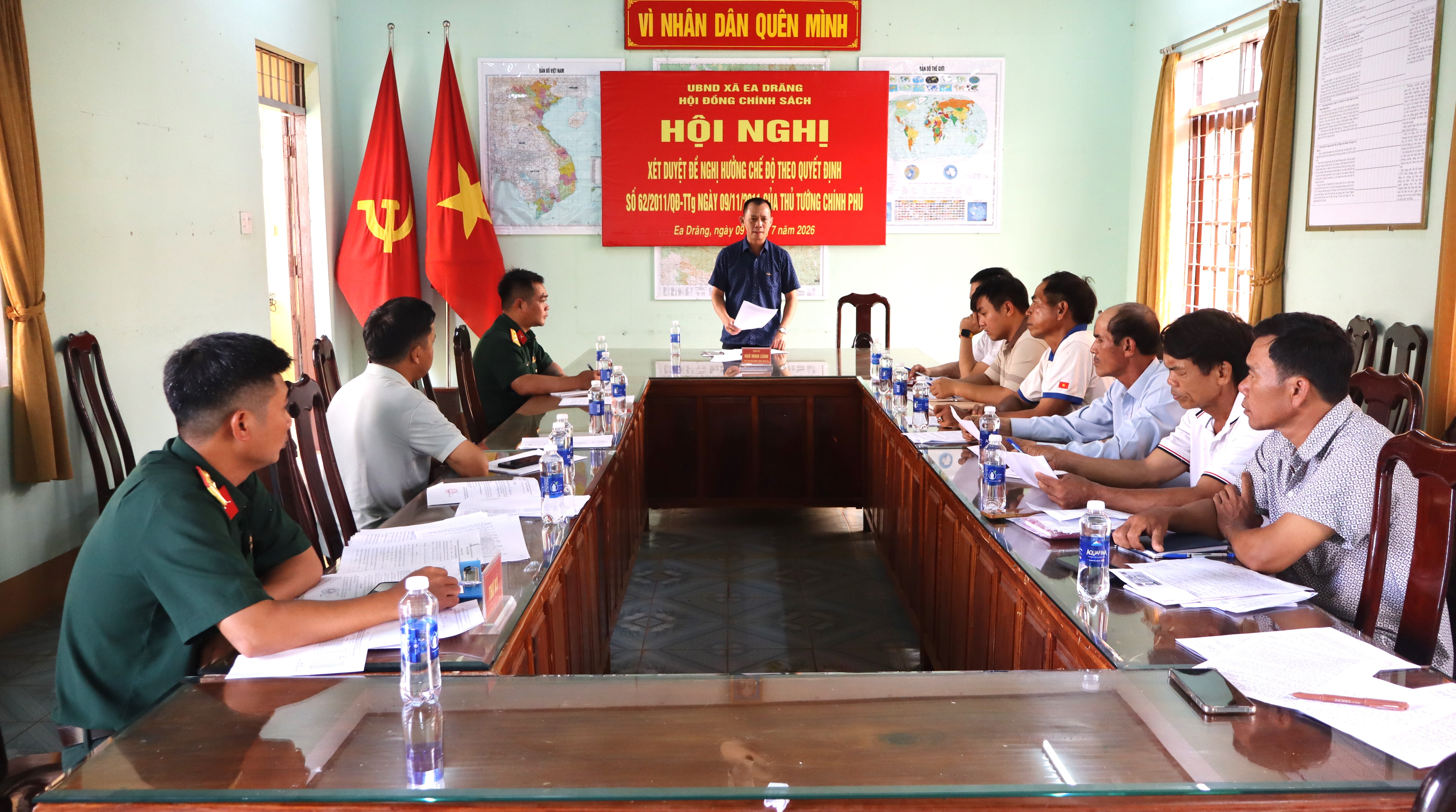 Hội đồng Chính sách xã Ea Drăng tổ chức Hội nghị xét duyệt hồ sơ đề nghị hưởng chế độ theo Quyết định số 62 của Thủ tướng Chính phủ